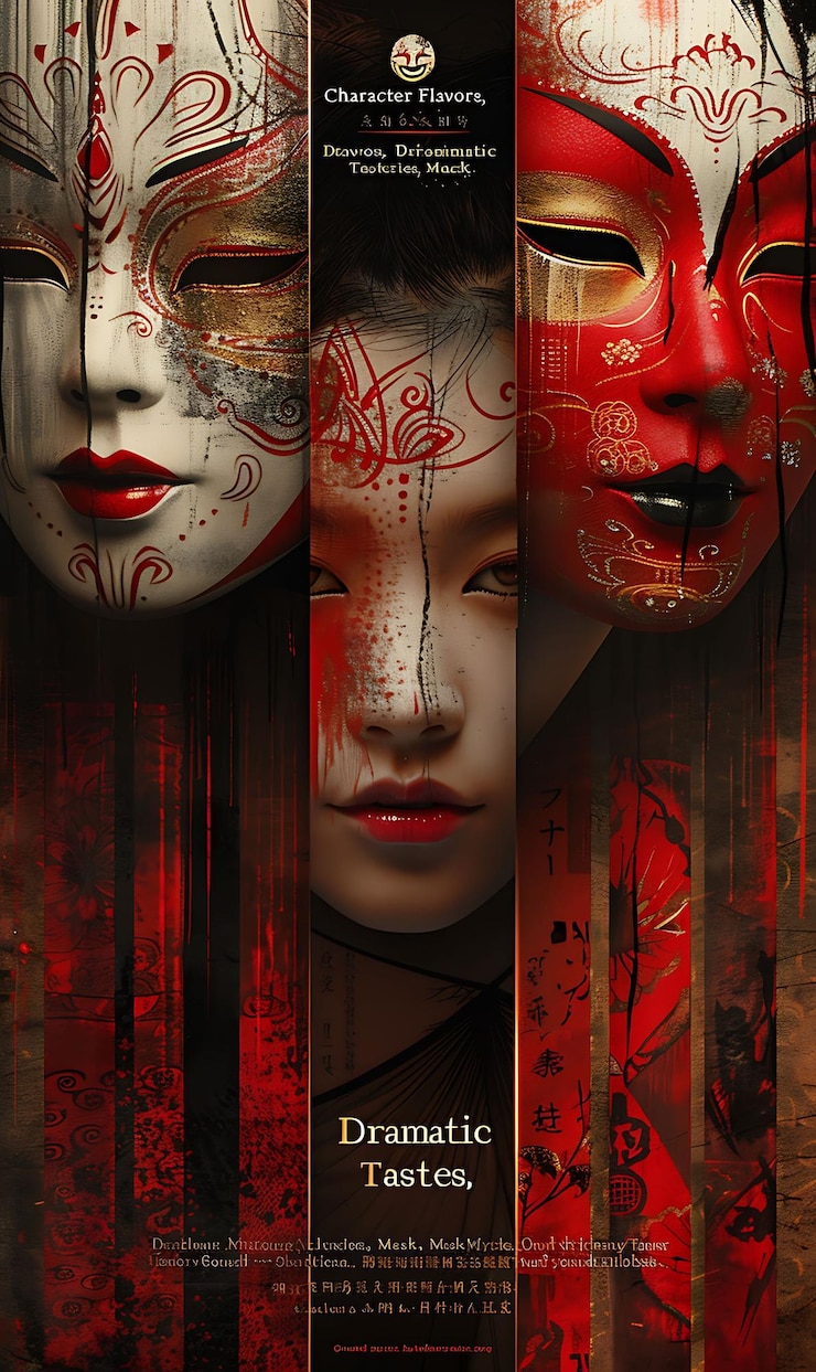 Zdjęcie opera mask mooncake face with expression change effect theat zainspirowany chińskim pomysłem układu stron internetowych