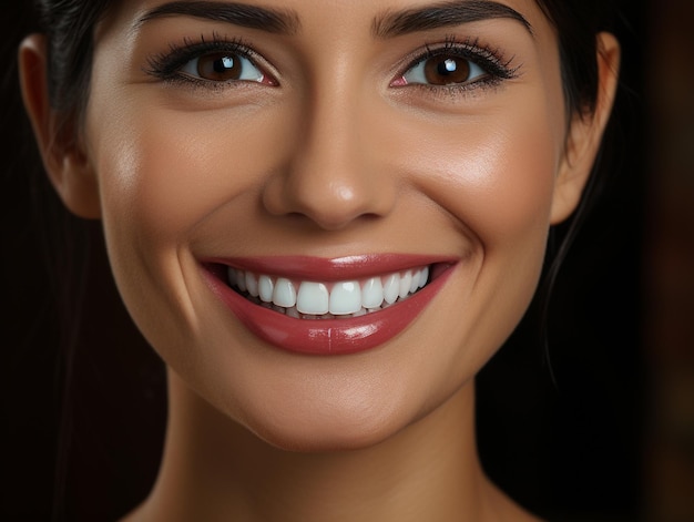 Opieka stomatologiczna piękny uśmiech zdrowej kobiety białe zęby coloseup dentysta wybielanie zębów