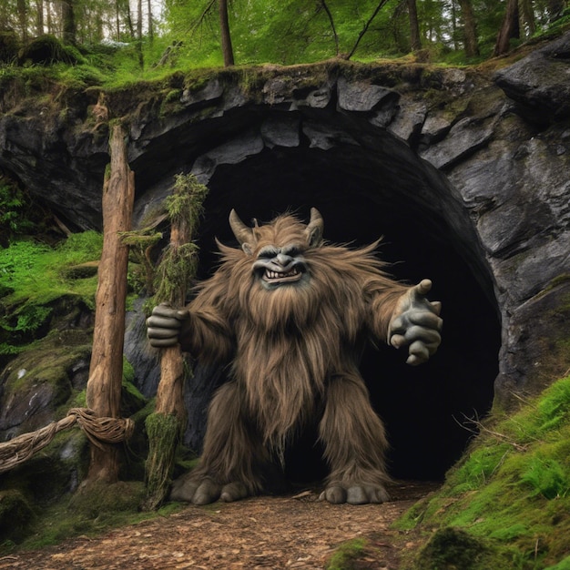 Opowieść o trolu badającym mityczne stworzenia z folkloru i legendy