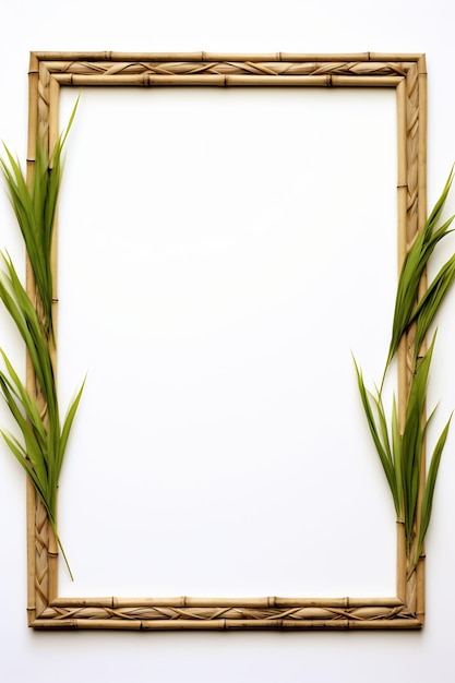 oprawione zdjęcie rośliny i ramkę z bambusem