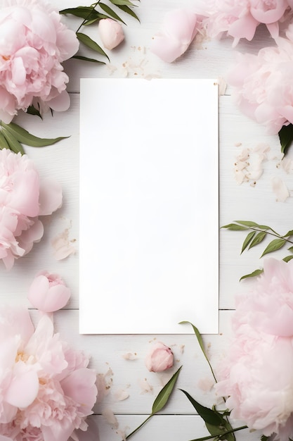 Zdjęcie oprawiony kawałek papieru z obrazem różowych kwiatów