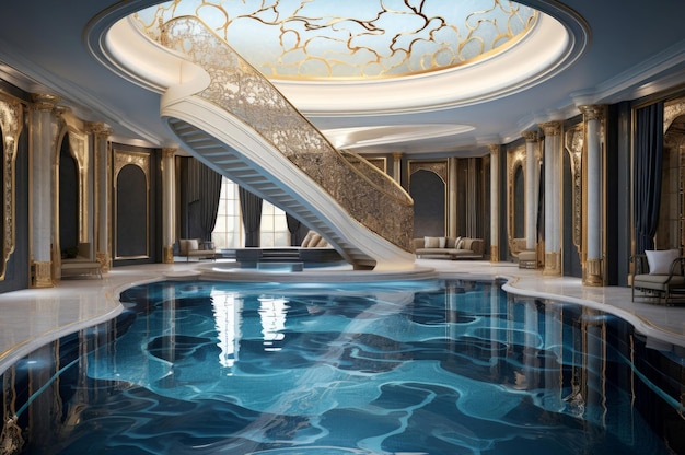 Zdjęcie opulentny luksusowy basen generate ai