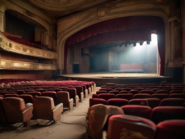 Opuszczona stara sala teatralna