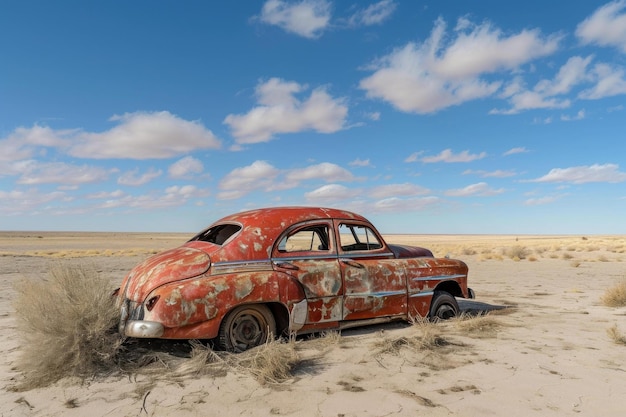 Opuszczony stary samochód na pustyni Generate Ai