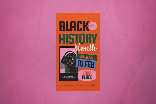 Orange Black Quirky Ilustracja Miesiąc Czarnej Historii Historia w mediach społecznościowych