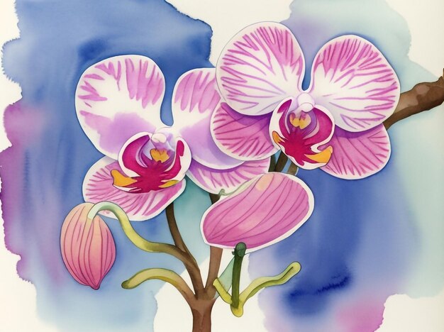 Orchid Whisper Abstract Akwarel Tło
