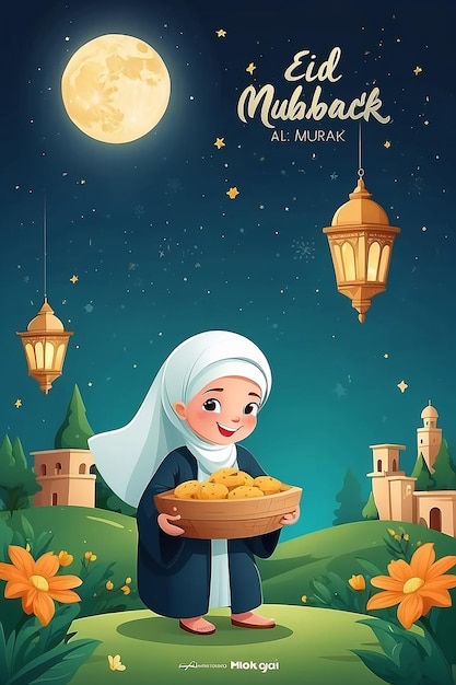 Organiczna płaska ilustracja Eid al-Fitr i Eid Mubarak