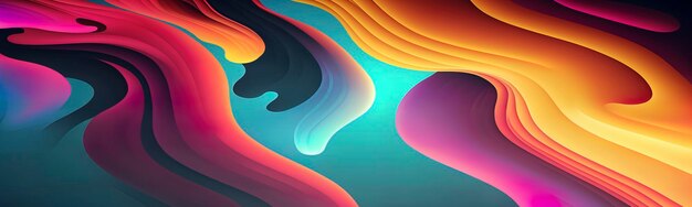 Organiczne abstrakcyjne kolorowe gradientowe tapety panoramiczne tło Generative AI