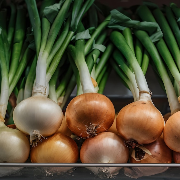 Organiczne cebule warzywne w sklepie spożywczym świeże produkty dla mediów społecznościowych