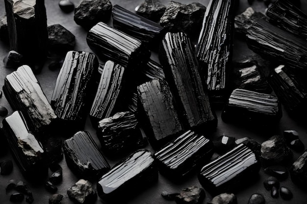 Organiczne czarne kamienie turmalinowe tło