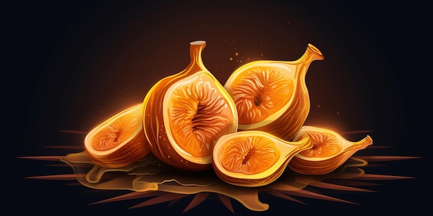 Organiczne suszone owoce fig poziome modne ilustracje