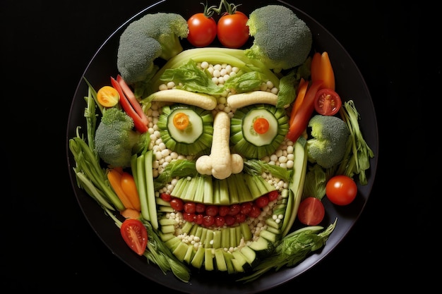 Zdjęcie organiczne warzywa na talerzu generują ai