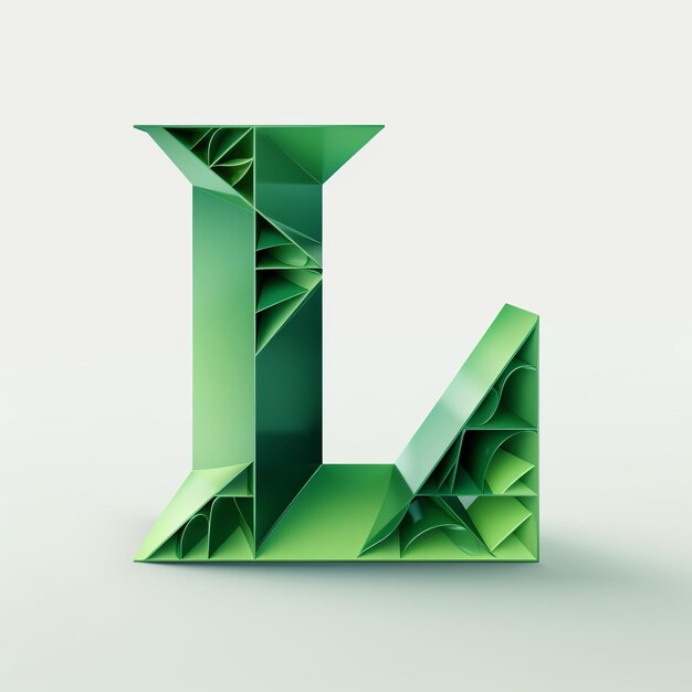 Zdjęcie organiczny 3d letter l clipart w stylu suprematyzmu z zielonym kolorem