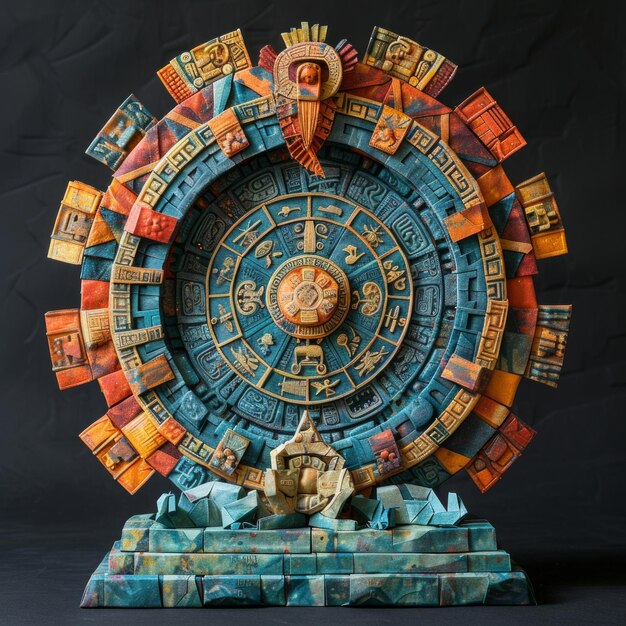 Zdjęcie origami kalendarz aztecki kosmologia i sztuka kamienia