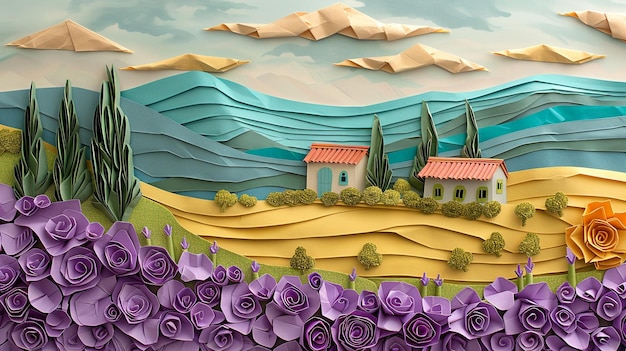 Origami Lavender Fields of Provence Paper Town