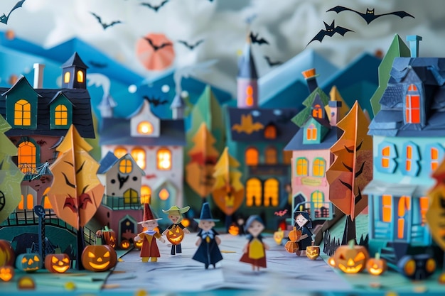 Origami Paper Town Halloween TrickorTreat Essence