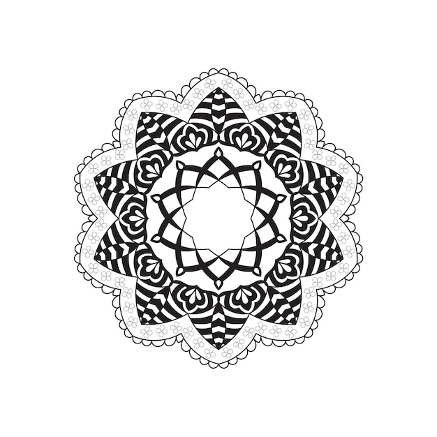 Ornament mandala czarno-biały projekt linii