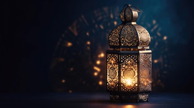 Ornamentalna arabska latarnia piękna latarnia płonąca świeca święty miesiąc ramadan kareem