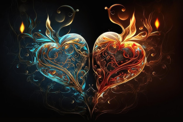 Oryginalny obraz przedstawiający ideę miłości i namiętności w formie sztuki serca