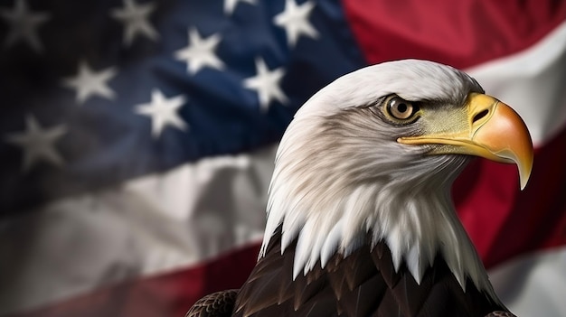 Orzeł łysy przeciwko koncepcji Dnia Weteranów Flagi Amerykańskiej