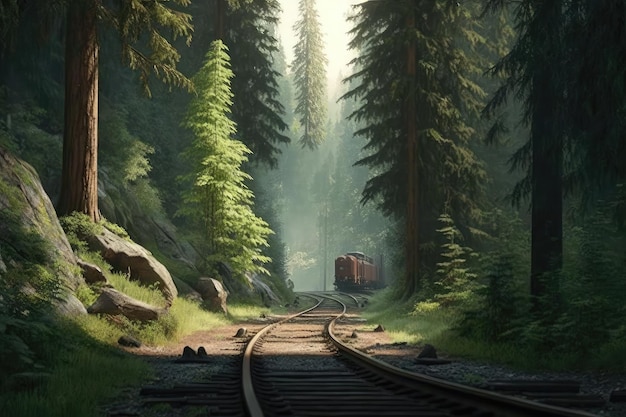 Orzeźwiający spacer po lesie z widokiem na malowniczy tor kolejowy