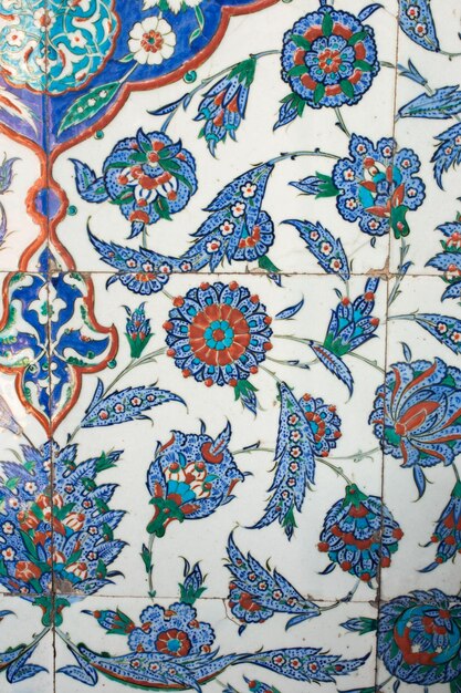 Osmańskie starożytne ręcznie robione kafelki tureckie z kwiatowymi wzorami