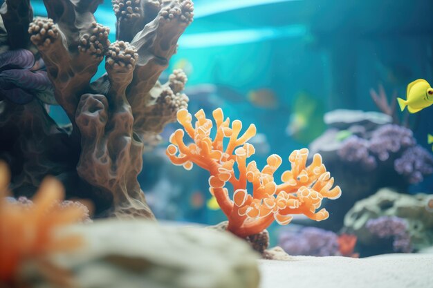 Ośmiornica patrząca z koralowej kryjówki