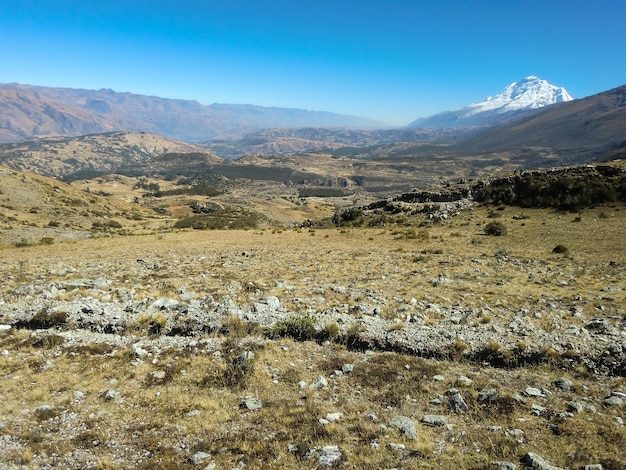 ośnieżone szczyty w paśmie górskim sierra Peru