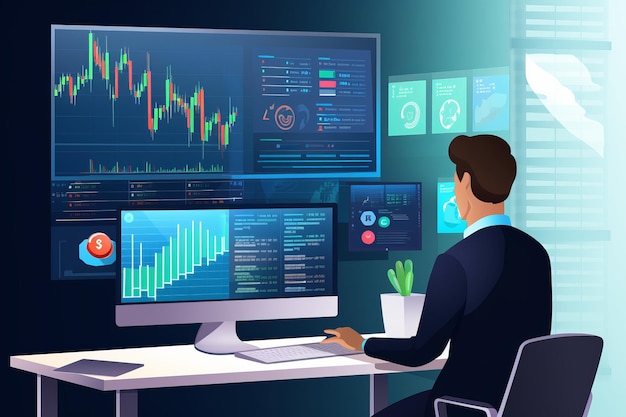 Osoba analizująca trendy na rynku kryptowalut Piękny obraz ilustracyjny Generatywna sztuczna inteligencja