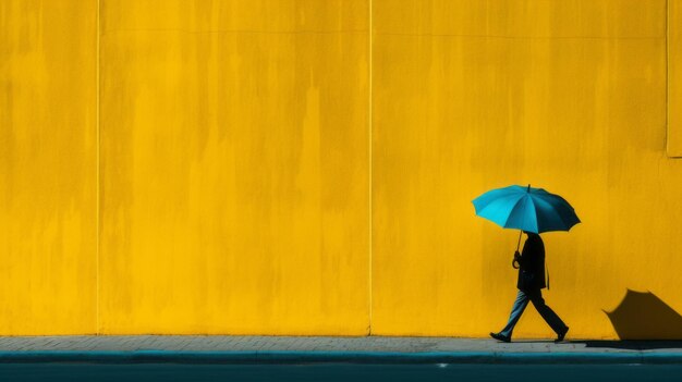 Zdjęcie osoba idąca ulicą z parasolem