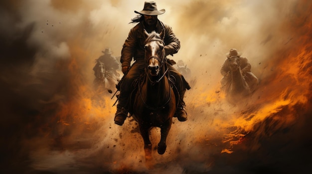 Osoba jeżdżąca na koniu i nosząca kapelusz kowbojski