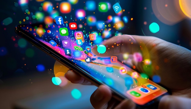 osoba korzysta ze smartfona z aplikacją Facebook na ekranie