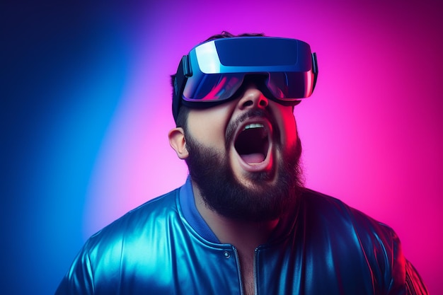 Osoba korzystająca z okularów VR Virtual Reality do gier i edukacji