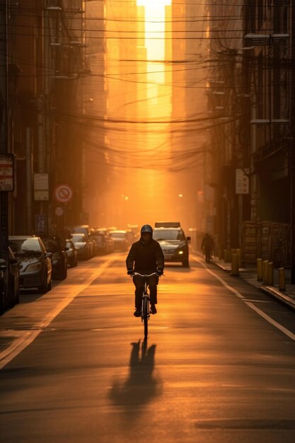 Osoba na rowerze na ulicy miasta