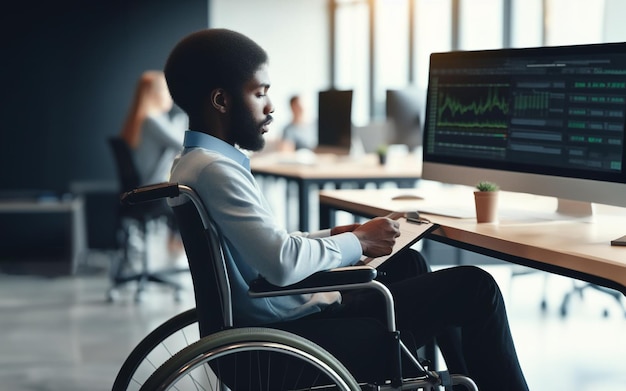 Osoba Niepełnosprawna Używa Wózka Inwalidzkiego Do Pracy W Miejscu Pracy Pomysły Na Pracę Z Ludźmi