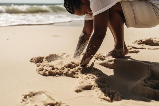 Osoba spędzająca dzień na plaży Generative Ai