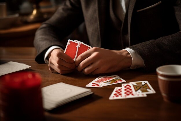 Osoba trzymająca cztery karty do gry