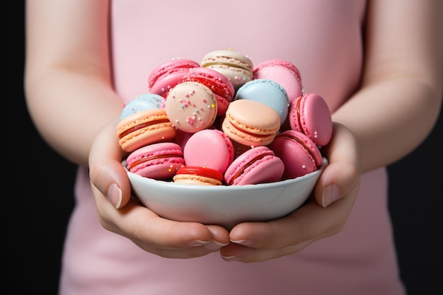 Osoba trzymająca miskę kolorowych makaronów pieczenie makaronów miski akcesoria kolorowe jedzenie fotografia jedzenia akcesoria stroje styl osobisty