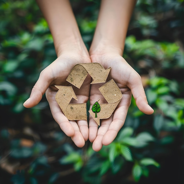Zdjęcie osoba trzymająca zielony liść w ręku zero odpadów zrównoważona działalność społeczna