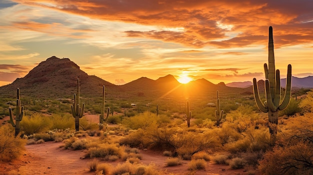 Zdjęcie ostatni blask pustyni, wielki finał słońca.