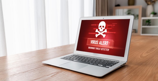 Ostrzeżenie o wirusie na ekranie komputera wykryło modne cyberzagrożenie