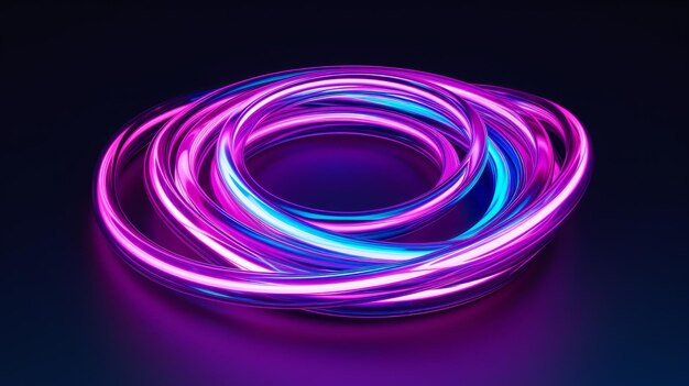 Oświetlenie neonowe w kształcie pierścienia na czarnym tle