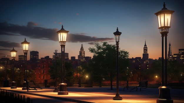 Oświetlenie parków Te eleganckie słupy lamp w zielonych przestrzeniach publicznych tworzą historyczną i spokojną atmosferę Doskonałe do wzmocnienia piękna miejskich parków i chodników