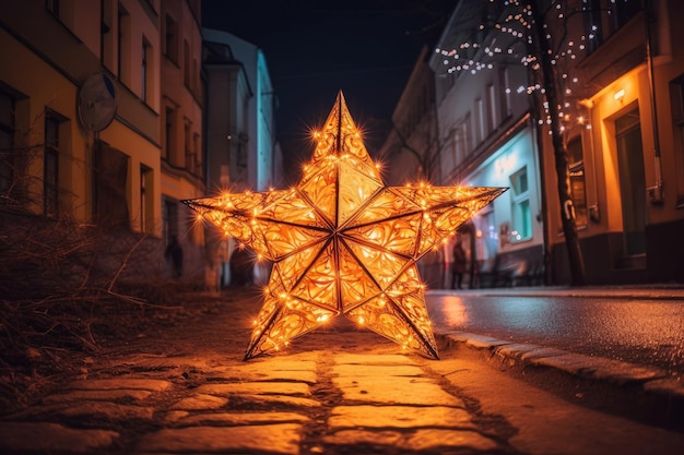 Oświetlona gwiazda na ulicy