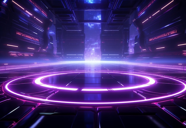 Oświetlone neonami futurystyczne tło realistyczny obraz Ultra HD Wysoka konstrukcja bardzo szczegółowa