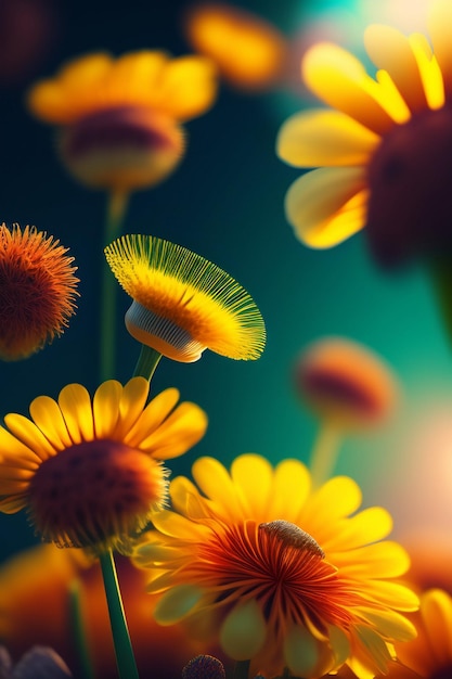Oświetlone olbrzymie kwiaty badają wspaniałą skalę kwiatów przyrody