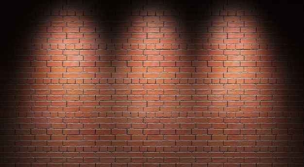 Oświetlony Mur Z Cegły. Ilustracja 3d.