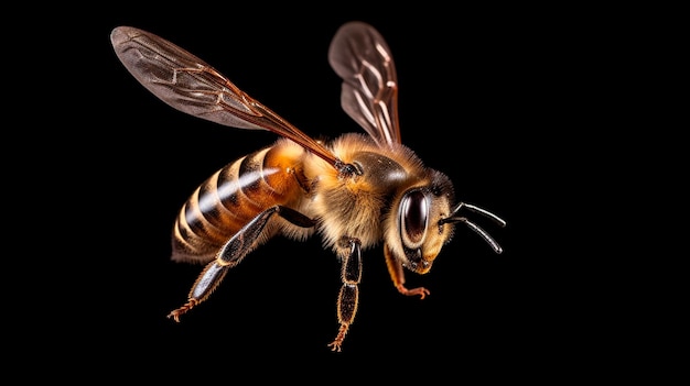 oszałamiająca pszczoła leci na przezroczystym tle makro niesamowity zapylacz Generative AI ilustrator