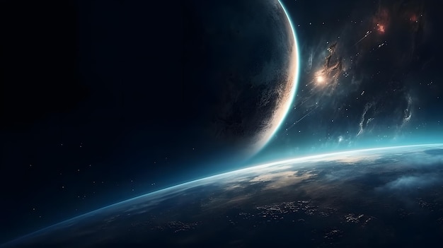 Oszałamiająca tapeta 4K HD przedstawiająca planetę w kosmosie z epicką atmosferą i pięknym rozgwieżdżonym tłem