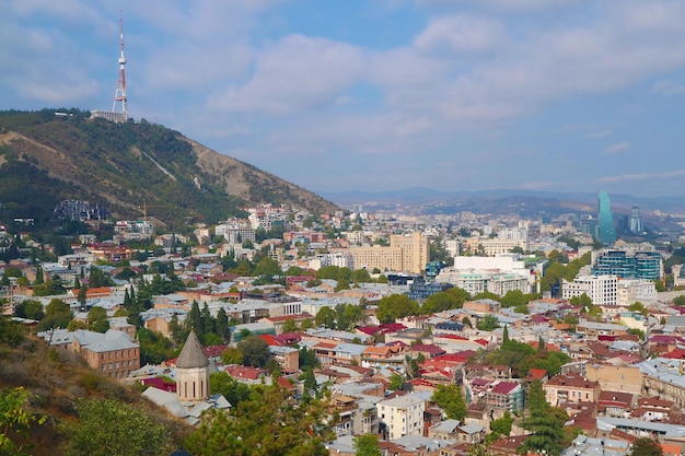 Oszałamiający Widok Z Lotu Ptaka Centrum Miasta Tbilisi W Gruzji